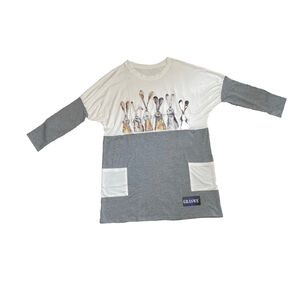 Bunny Rabbit Graphic 3/4 Sleeve Tunic Sweatshirt Women 2XL